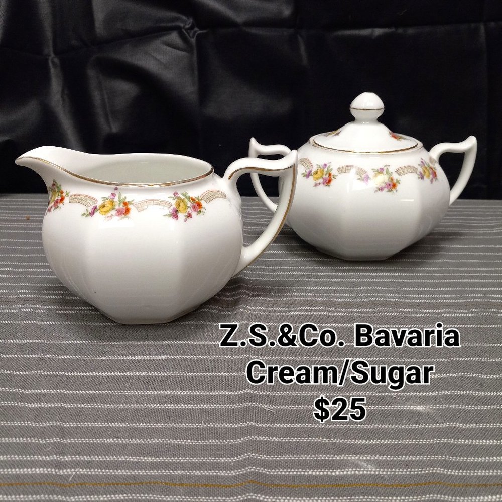 Z.S.& CO BAVARIA FINE CHINA CREAM/SUGAR/LID